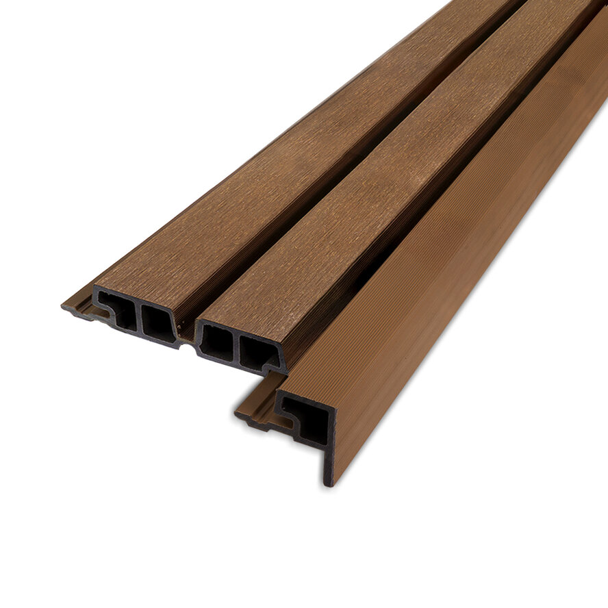 Composiet eindprofiel - teak kleur - 58x58 mm - randprofiel houtcomposiet Composiet eindprofiel - teak kleur - 58x58 mm - randprofiel houtcomposiet
