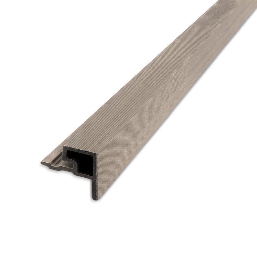 Composiet eindprofiel - lichtgrijs - 58x58 mm - randprofiel houtcomposiet Composiet eindprofiel - lichtgrijs - 58x58 mm - randprofiel houtcomposiet