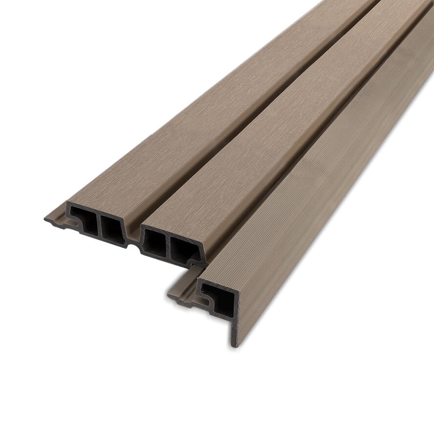 Composiet eindprofiel - lichtgrijs - 58x58 mm - randprofiel houtcomposiet Composiet eindprofiel - lichtgrijs - 58x58 mm - randprofiel houtcomposiet