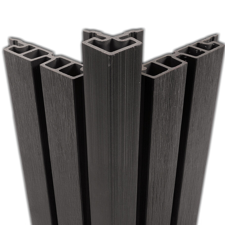 Composiet hoekprofiel - antraciet - 67x67 mm - hoek afwerkprofiel houtcomposiet Composiet hoekprofiel - antraciet - 67x67 mm - hoek afwerkprofiel houtcomposiet