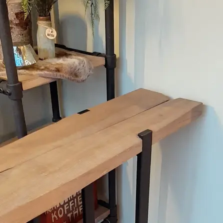 Verouderd eiken balk - 90x140 mm - whitewash - balk voor binnen / beschut buiten - oud eikenhout AD 20-25%