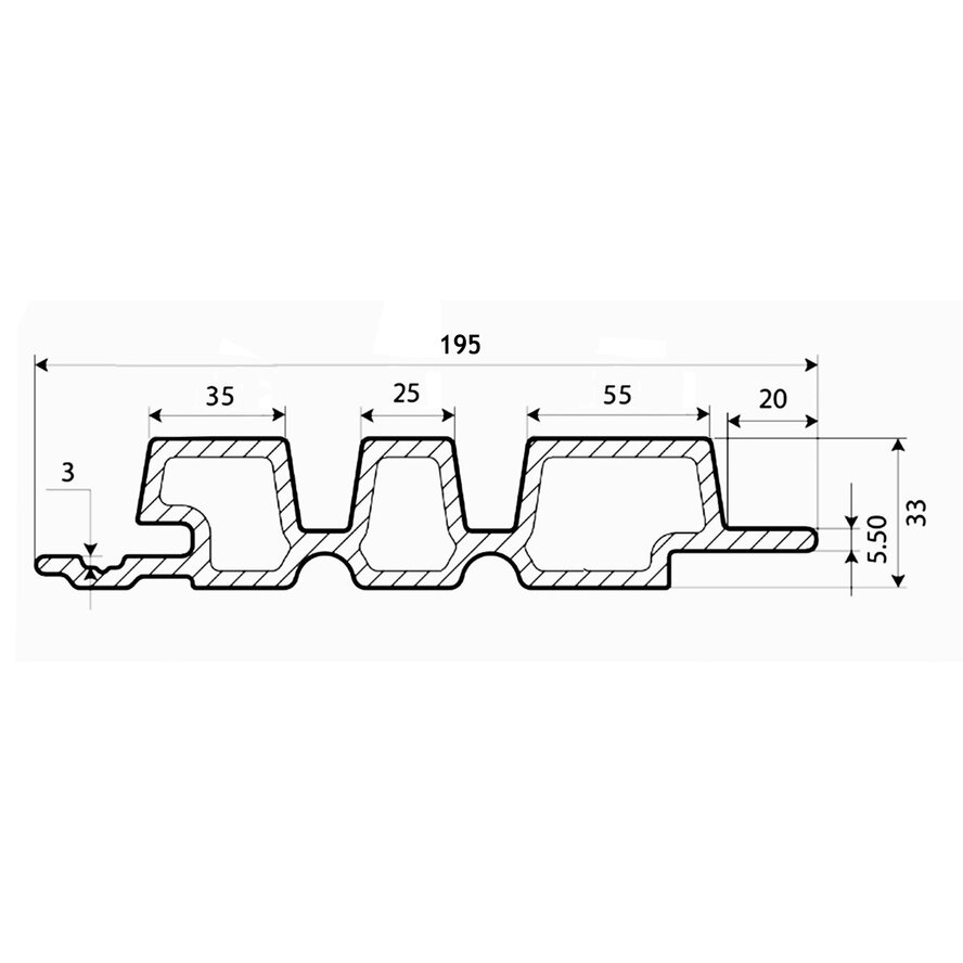 Composiet barcodeprofiel (hol) - teak look - 33x165 mm - barcode rabat - houtcomposiet Composiet barcodeprofiel (hol) - teak look - 33x165 mm - barcode rabat - houtcomposiet