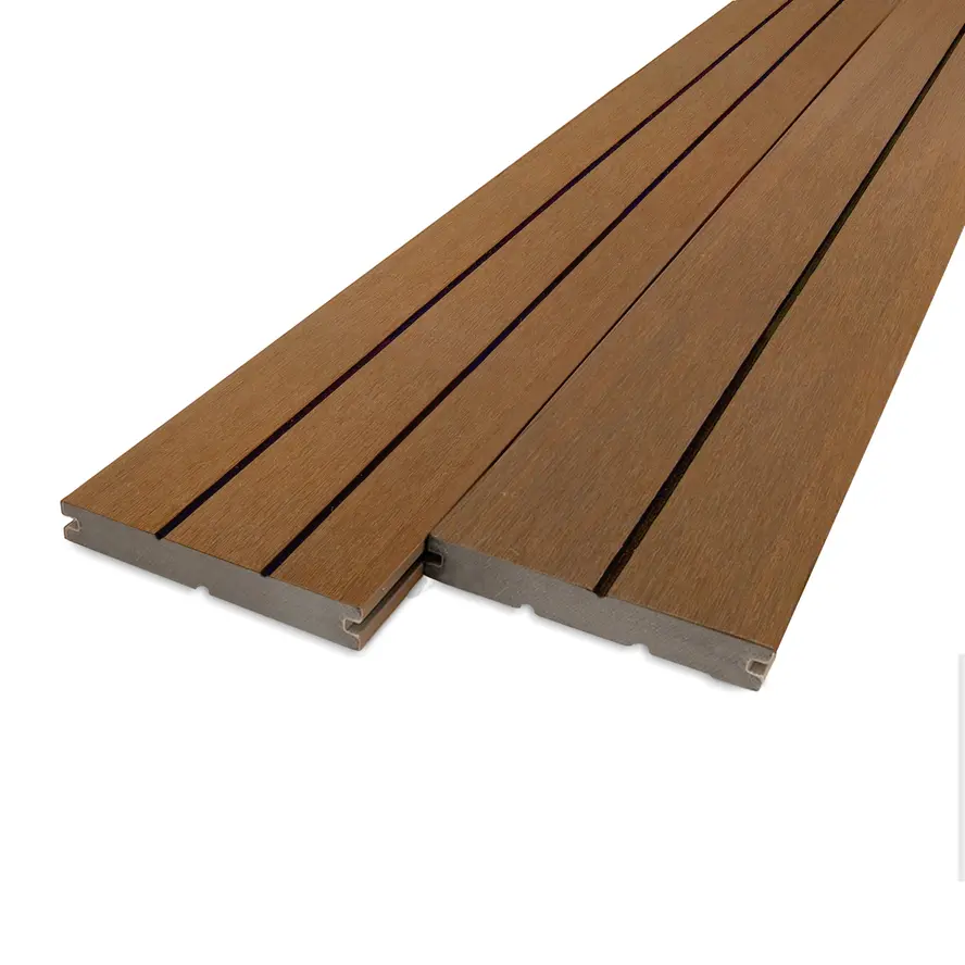 Composiet terrasplank - teak look - 22x146 mm - gegroefde vlonderplank met blinde bevestiging - houtcomposiet Composiet terrasplank - teak look - 22x146 mm - gegroefde vlonderplank met blinde bevestiging - houtcomposiet