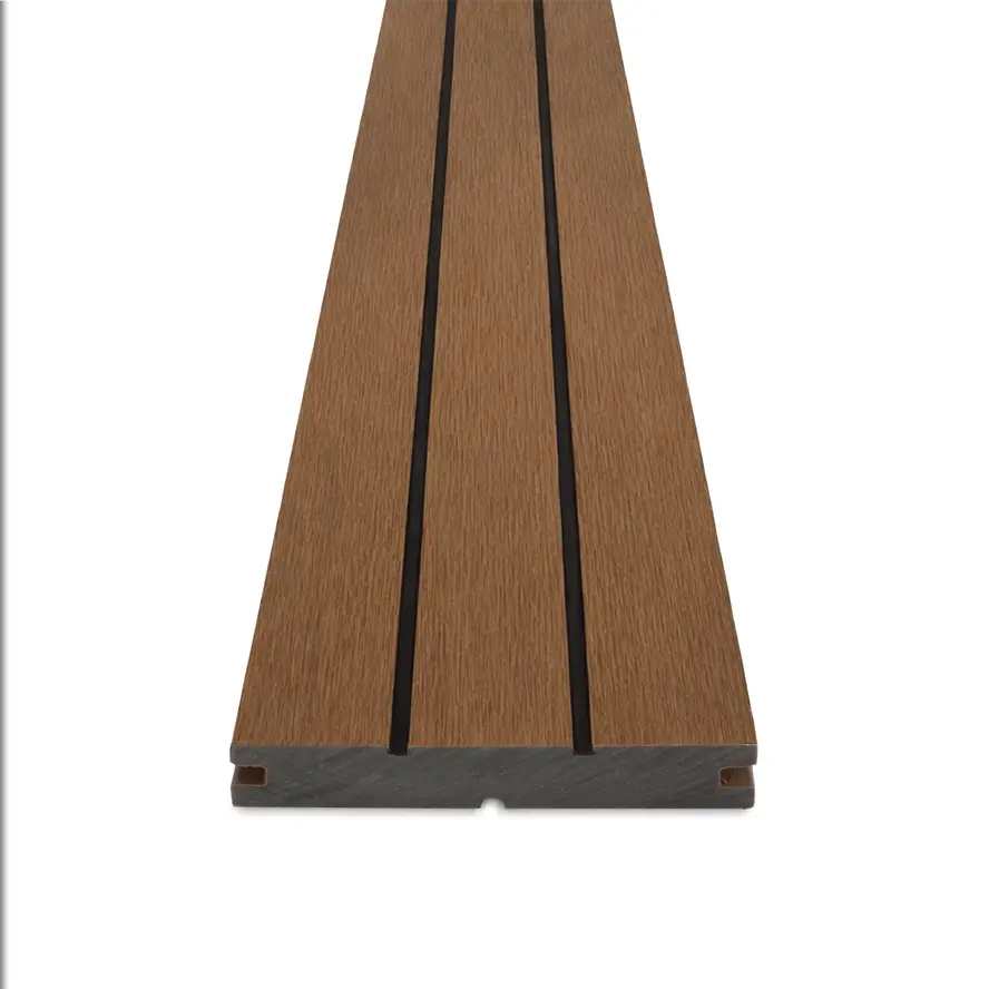 Composiet terrasplank - teak look - 22x146 mm - gegroefde vlonderplank met blinde bevestiging - houtcomposiet Composiet terrasplank - teak look - 22x146 mm - gegroefde vlonderplank met blinde bevestiging - houtcomposiet