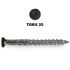 Gevelschroeven zwart - INOX / RVS 410 - 5 mm - potdeksel schroeven - platverzonken kop zwart gecoat - Torx 20 - inox vijzen - deeldraad - met boorpunt - 200 stuks