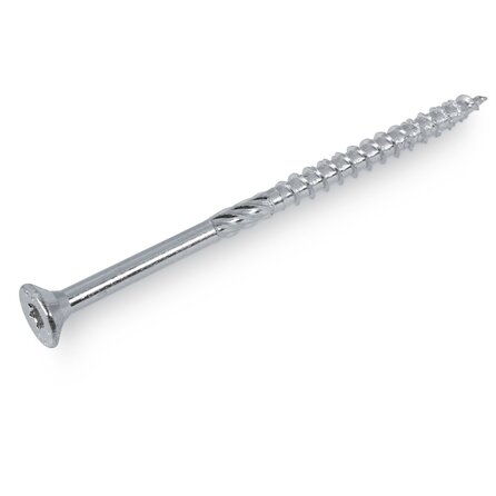 Universele houtschroeven - blauw/wit verzinkt - 6 mm - gegalvaniseerde houtvijzen - Torx 30 - deeldraad - met boorpunt - 100 stuks