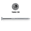 Universele houtschroeven - blauw/wit verzinkt - 6 mm - gegalvaniseerde houtvijzen - Torx 30 - deeldraad - met boorpunt - 100 stuks
