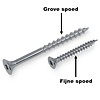 Universele houtschroeven - blauw/wit verzinkt - 6 mm - gegalvaniseerde houtvijzen - Torx 30 - deeldraad - met boorpunt - 100 stuks