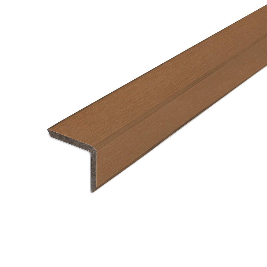 Composiet hoekprofiel - teak look - 41x50 mm - hoek afwerkprofiel houtcomposiet Composiet hoekprofiel - teak look - 41x50 mm - hoek afwerkprofiel houtcomposiet