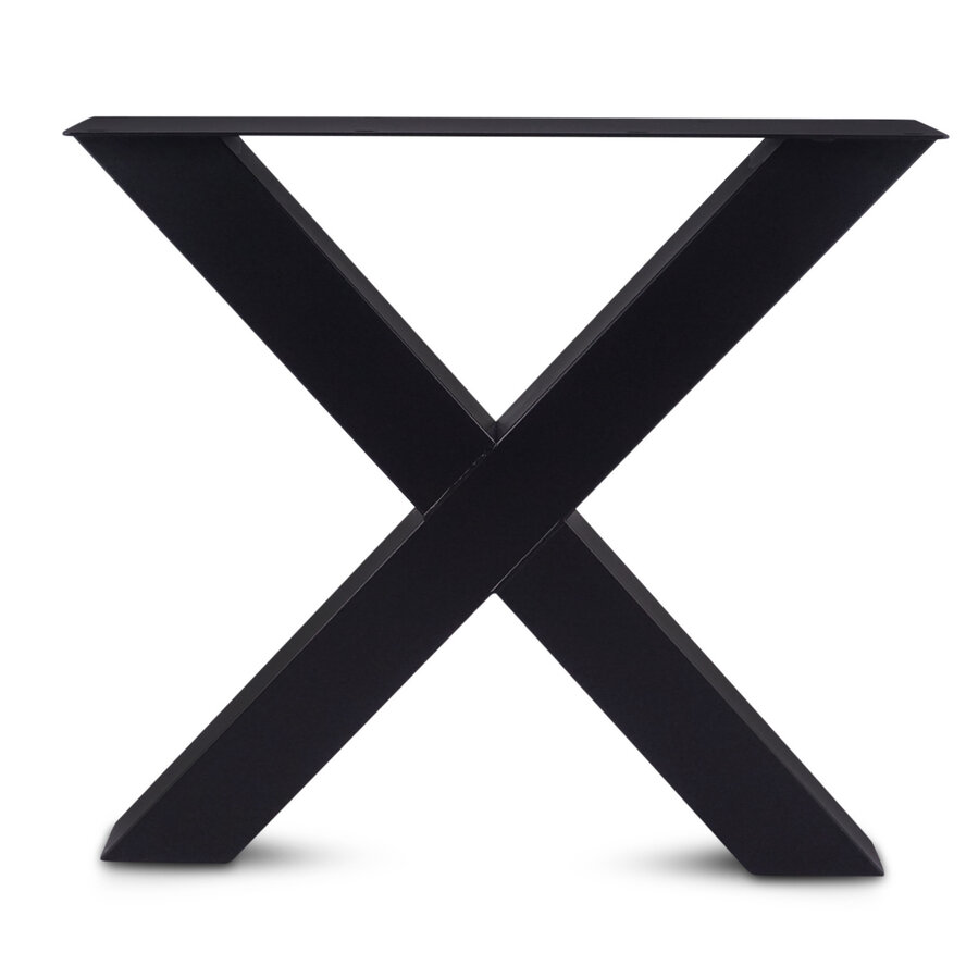 Zwarte stalen X-poten (set) - voor buiten - verzinkt & gecoat metaal - 10x10 cm - hoogte: 72 cm - breedte (montageplaat): 85 cm - X-tuintafel poot Zwarte stalen X-poten (set) - voor buiten - verzinkt & gecoat metaal - 10x10 cm - hoogte: 72 cm - breedte (montageplaat): 85 cm - X-tuintafel poot