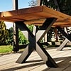 Zwarte stalen X-poten (set) - voor buiten - verzinkt & gecoat metaal - 10x10 cm - hoogte: 72 cm - breedte (montageplaat): 85 cm - X-tuintafel poot Zwarte stalen X-poten (set) - voor buiten - verzinkt & gecoat metaal - 10x10 cm - hoogte: 72 cm - breedte (montageplaat): 85 cm - X-tuintafel poot
