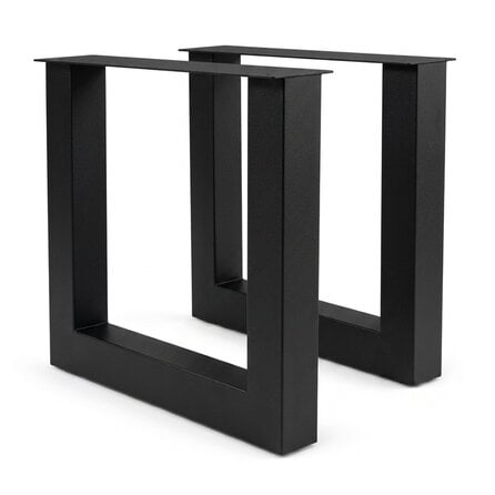 Zwarte stalen U-poten (set) - voor buiten - verzinkt & gecoat metaal - 10x10 cm - hoogte: 72 cm - breedte (montageplaat): 76 cm - U-tuintafel poot Zwarte stalen U-poten (set) - voor buiten - verzinkt & gecoat metaal - 10x10 cm - hoogte: 72 cm - breedte (montageplaat): 76 cm - U-tuintafel poot