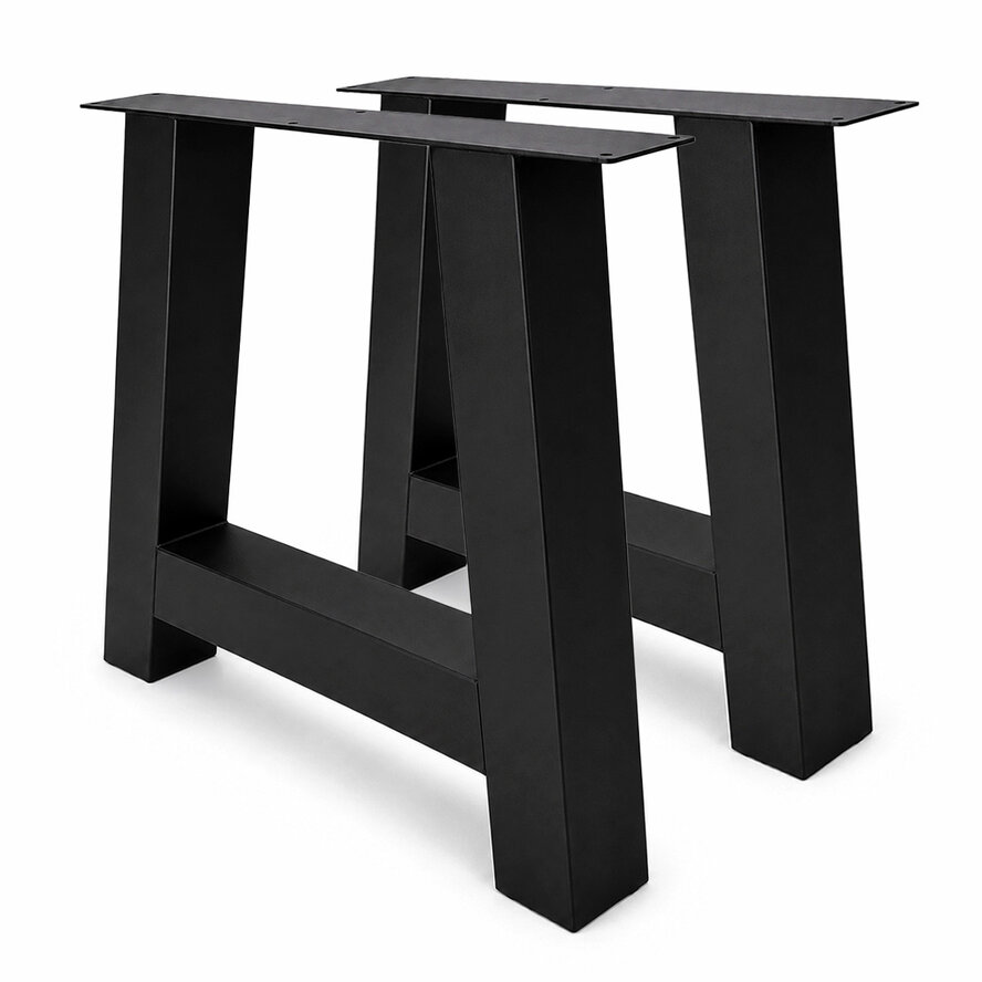 Zwarte stalen A-poten (set) - voor buiten - verzinkt & gecoat metaal - 10x10 cm - hoogte: 72 cm - breedte (montageplaat): 78 cm - U-tuintafel poot Zwarte stalen A-poten (set) - voor buiten - verzinkt & gecoat metaal - 10x10 cm - hoogte: 72 cm - breedte (montageplaat): 78 cm - U-tuintafel poot