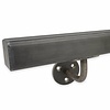 Main courante acier (revêtue) - carrée (40x40 mm) - avec supports de type 1 - Rampe escalier métal brut / fer (revêtement transparent)