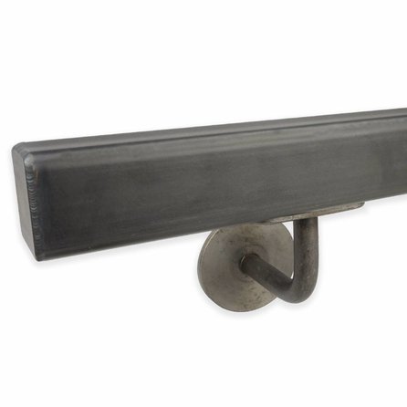Main courante acier (revêtue) - carrée (40x40 mm) - avec supports de type 3 - Rampe escalier métal brut / fer (revêtement transparent)