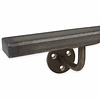 Main courante acier (revêtue) - rectangulaire (40x20 mm) - avec supports de type 1 - Rampe escalier métal brut / fer (revêtement transparent)