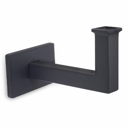 Main courante anthracite (revêtue) - rectangulaire (40x10 mm) - avec supports de type 11 - Rampe escalier acier thermolaqué gris foncé - RAL 7016 ou 7021 - pour l'extérieur