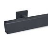 Main courante anthracite (revêtue) - rectangulaire (40x20 mm) - avec supports de type 16 - Rampe escalier acier thermolaqué gris foncé - RAL 7016 ou 7021