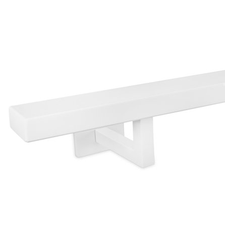 Main courante blanche (revêtue) - pour l'extérieur - rectangulaire (40x20 mm) - avec supports de type 11 - Rampe escalier acier thermolaqué blanc - RAL 9010 ou 9016