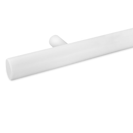 Main courante blanche (revêtue) - pour l'extérieur - ronde fine - avec supports de type 14 - Rampe escalier acier thermolaqué blanc - RAL 9010 ou 9016