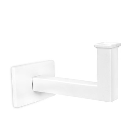 Main courante blanche (revêtue) - rectangulaire (40x10 mm) - avec supports de type 11 - Rampe escalier acier thermolaqué blanc - RAL 9010 ou 9016