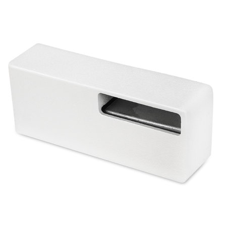 Main courante blanche (revêtue) - rectangulaire (40x10 mm) - avec supports de type 13 - Rampe escalier acier thermolaqué blanc - RAL 9010 ou 9016