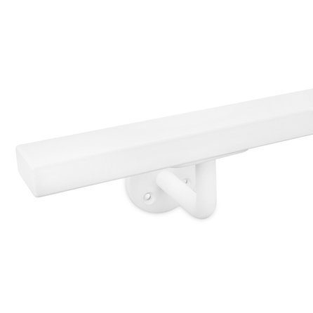 Main courante blanche (revêtue) - rectangulaire (40x20 mm) - avec supports de type 1 - Rampe escalier acier thermolaqué blanc - RAL 9010 ou 9016