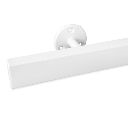 Main courante blanche (revêtue) - rectangulaire (40x20 mm) - avec supports de type 4 - Rampe escalier acier thermolaqué blanc - RAL 9010 ou 9016