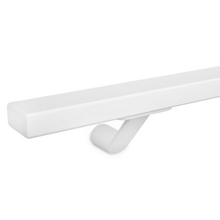 Main courante blanche (revêtue) - rectangulaire (40x20 mm) - avec supports de type 7 - Rampe escalier acier thermolaqué blanc - RAL 9010 ou 9016