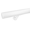 Main courante blanche (revêtue) - ronde - avec supports de type 7 - Rampe escalier acier thermolaqué blanc - RAL 9010 ou 9016