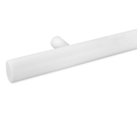 Main courante blanche (revêtue) - ronde fine - avec supports de type 14 - Rampe escalier acier thermolaqué blanc - RAL 9010 ou 9016