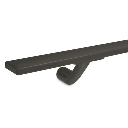 Main courante gun metal (revêtue) - rectangulaire (40x10 mm) - avec supports de type 7 - Rampe escalier acier thermolaqué à l'aspect gun metal