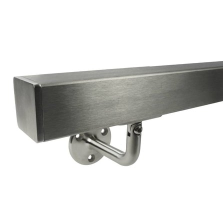 Main courante inox - carrée (40x40 mm) - avec supports de type 1 variable - Rampe escalier acier inoxydable 304 brossé