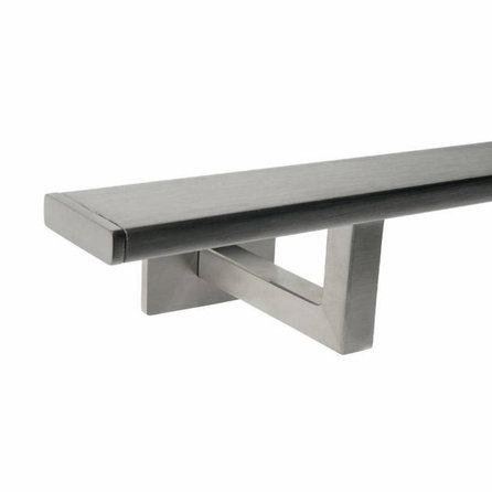 Main courante inox - rectangulaire (40x10 mm) - avec supports de type 11 - pour l'extérieur - Rampe escalier acier inoxydable 316 brossé