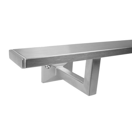 Main courante inox - rectangulaire (40x10 mm) - avec supports de type 10 - Rampe escalier acier inoxydable 304 brossé