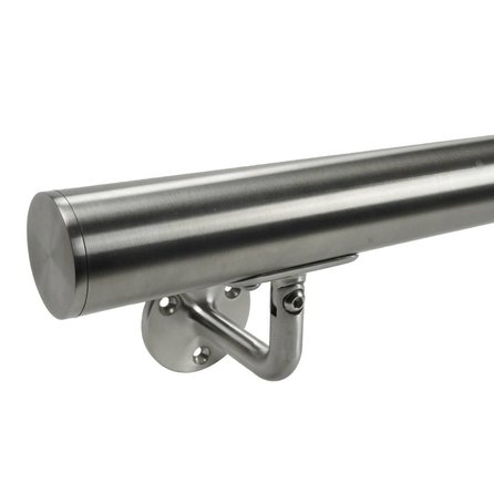 Main courante inox - ronde - avec supports de type 1 variable - Rampe escalier acier inoxydable 304 brossé