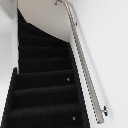 Main courante inox - ronde - avec supports de type 1 variable - Rampe escalier acier inoxydable 304 brossé