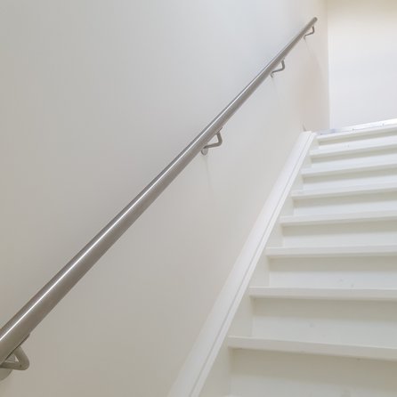 Main courante inox - ronde - avec supports de type 3 - Rampe escalier acier inoxydable 304 brossé