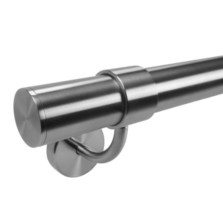 Main courante inox - ronde - avec supports de type 9 - Rampe escalier acier inoxydable 304 brossé