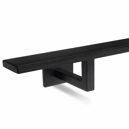 Main courante noire (revêtue) - pour l'extérieur - rectangulaire (40x10 mm) - avec supports de type 11 - Rampe escalier acier thermolaqué noir - RAL 9005