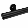 Main courante noire (revêtue) - pour l'extérieur - ronde - avec supports de type 4 - Rampe escalier acier thermolaqué noir - RAL 9005