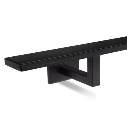 Main courante noire (revêtue) - rectangulaire (40x10 mm) - avec supports de type 11 - Rampe escalier acier thermolaqué noir - RAL 9005