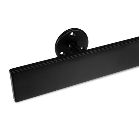 Main courante noire (revêtue) - rectangulaire (40x10 mm) - avec supports de type 4 - Rampe escalier acier thermolaqué noir - RAL 9005