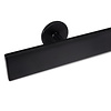 Main courante noire (revêtue) - rectangulaire (40x10 mm) - avec supports de type 5 - Rampe escalier acier thermolaqué noir - RAL 9005