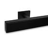 Main courante noire (revêtue) - rectangulaire (40x20 mm) - avec supports de type 16 - Rampe escalier acier thermolaqué noir - RAL 9005