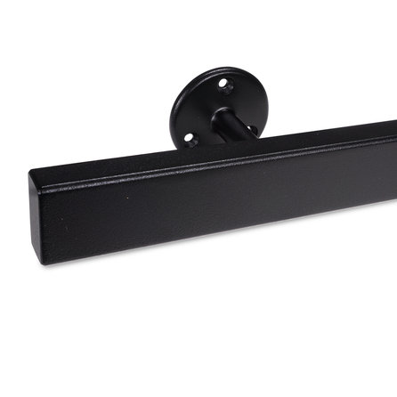 Main courante noire (revêtue) - rectangulaire (40x20 mm) - avec supports de type 4 - Rampe escalier acier thermolaqué noir - RAL 9005