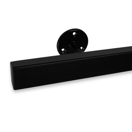 Main courante noire (revêtue) - rectangulaire (40x20 mm) - avec supports de type 4 - Rampe escalier acier thermolaqué noir - RAL 9005