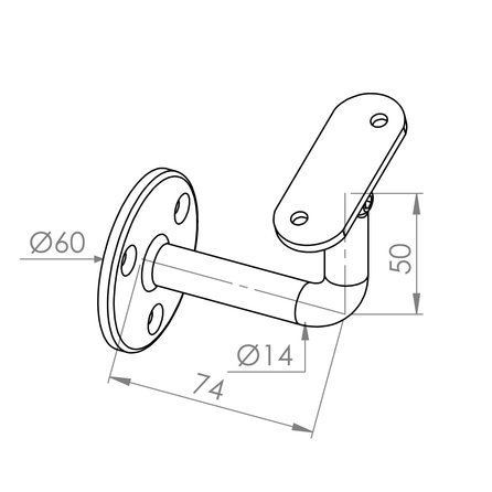 Main courante inox - rectangulaire (40x20 mm) - avec supports de type 1 variable - Rampe escalier acier inoxydable 304 brossé