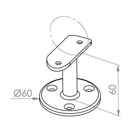 Support main courante anthracite - type 4 - rond - pour une rampe escalier ronde - acier thermolaqué gris foncé - RAL 7016 ou 7021