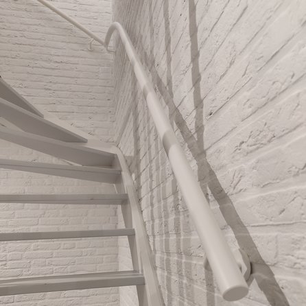Main courante blanche (revêtue) - ronde - Rampe escalier acier thermolaqué blanc - RAL 9010 ou 9016